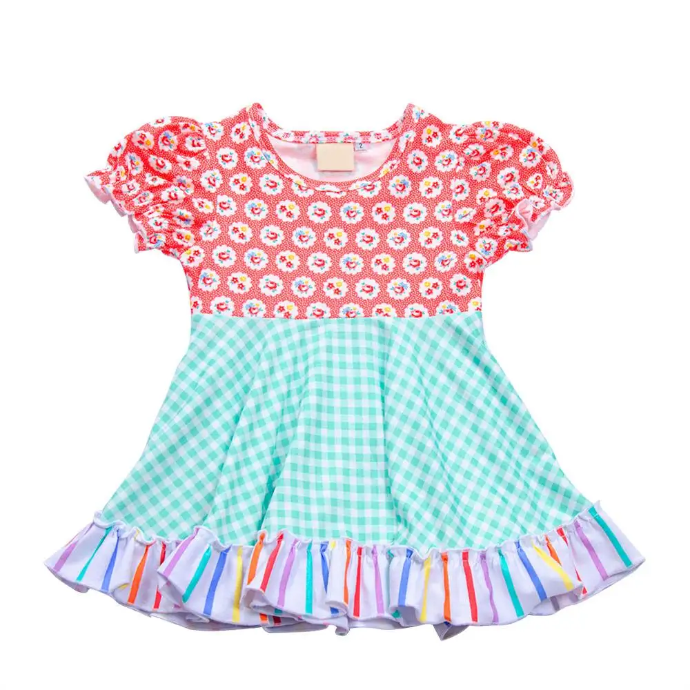 Vestido de bebê Meninas 1-12 Anos de Verão Nova Impressão Crianças Vestidos Puff Sleeve Baby Girl Dress