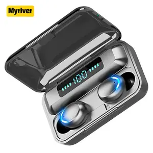 Myriver मिनी Headphones F9 Tws 5.0 वायरलेस Earbuds ईरफ़ोन चार्ज खेल एलईडी डिस्प्ले के साथ गेमिंग हेडसेट