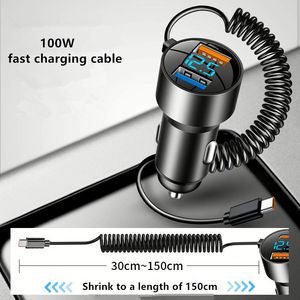 ที่ชาร์จในรถยนต์ 3 in 1 100w ชาร์จเร็ว อะแดปเตอร์ที่จุดบุหรี่ในรถยนต์ พร้อมสายชาร์จโทรศัพท์ในรถยนต์แบบดิจิตอล - Product Image 2