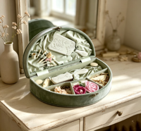 Élégante boîte de voyage rose pour pinces à cheveux, avec doublure en velours, coffret de rangement pour maquillage, grande boîte de rangement en cuir antique pour ensemble de toilette, emballage pour peigne