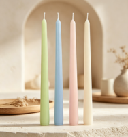 Ensemble de bougies coniques colorées macaron, 4 bougies longues en paraffine sans fumée, pour Thanksgiving, Pâques, Diwali, mariages, décoration de la maison