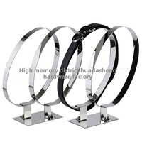 Présentoir de ceintures double cercle moderne et personnalisé, écologique, en acier inoxydable poli, 45 cm, vertical, pour comptoir, très populaire