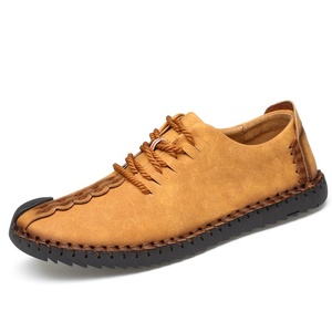 Mocasines para hombre, zapatos planos cómodos a la moda, zapatos de conducción de cuero Pu, zapatos informales con cordones y costuras para primavera y verano - Product Image 5