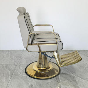 Grey Pu Leather Barber <b>Chair</b> Vintage Barber Shop Multifunctional Salon <b>Chair</b> with Swivel Customizable logo - Product Image 3