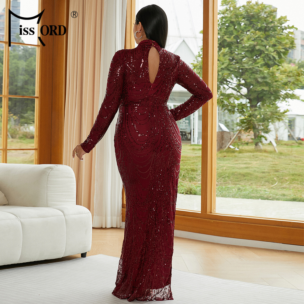plus size long red sequin dress La Femme Curve 29023 Plus Size Dress