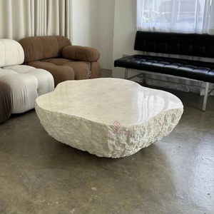 <span class=keywords><strong>Table</strong></span> basse <span class=keywords><strong>de</strong></span> luxe en <span class=keywords><strong>marbre</strong></span> naturel calcaire Pièce maîtresse <span class=keywords><strong>de</strong></span> salon artistique design moderne - Product Image 1