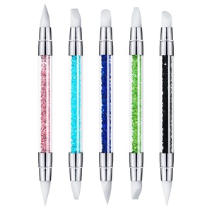 Nouvel Arrivage Super Badger Ensemble de 5 pièces Outil de Nail Art DIY en Cristal Doux Stylo en Silicone à Double Tête Manche en Plastique Poils Synthétiques - Product Image 1