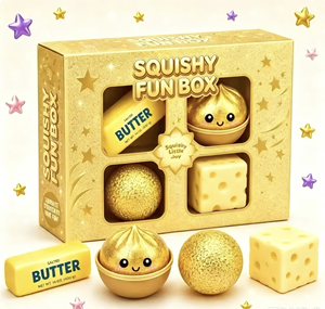 Coffret Cadeau Promotionnel de Jouets Squishy Kawaii Thème Alimentaire, à Remontée Lente, en Forme de Beurre et de Fromage, Nouveauté Anti-Stress Sensorielle à Tenir à la Main - Product Image 1