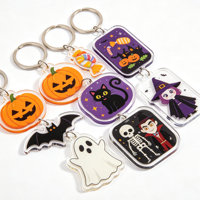 Porte-clés en acrylique en forme de citrouille Jack-o'-Lantern, cadeau pour fête d'Halloween