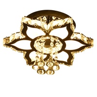 Plafonnier LED moderne en acier inoxydable avec cristaux, motif floral, télécommande, lumière variable tricolore, style européen, pour chambre, bureau, villa, maison