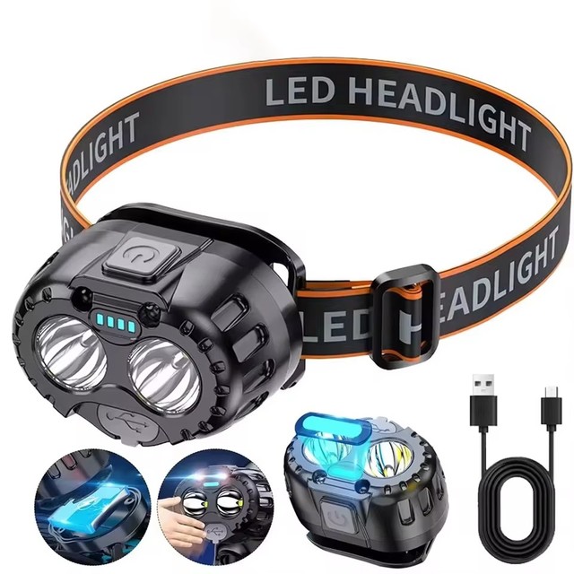 Powerful LED Headlamp IPX4 Waterproof Sensor Headlamp Fishing Camping USB Head Flashlight Torch Headlights Front Lantern Lantern