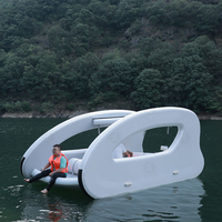 Bateau-maison flottant gonflable personnalisé avec logo d'usine, plusieurs tailles disponibles, cabine flottante gonflable pour complexe hôtelier aquatique