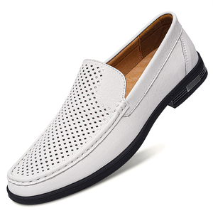 Scarpe retrò da <span class=keywords><strong>uomo</strong></span> in vera pelle <span class=keywords><strong>mocassini</strong></span> da ufficio formali Slip-on per feste di matrimonio in Mesh traspirante scarpe da guida - Product Image 5