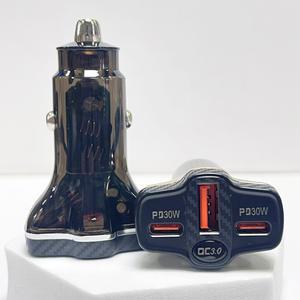 Caricabatterie per Auto 60W Personalizzabile con <span class=keywords><strong>3</strong></span> Porte (<span class=keywords><strong>2</strong></span> Type-C + 1 USB) Ricarica Super Veloce QC PD30W Protezione OTP/OVP - Product Image 1