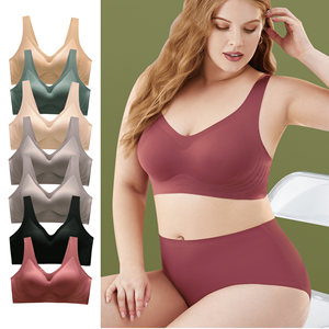 Soutien-gorge sans fil anti-affaissement HY Plus Size, soutien-gorge minimisant sans couture à bretelles larges avec coussinets amovibles M-5XL pour poitrines généreuses et courbes généreuses - Product Image 1