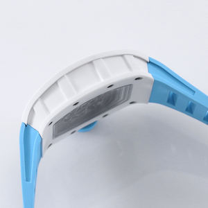 Montre mécanique de luxe en forme de baril, cadran en cristal saphir, boîtier en céramique unisexe, bracelet en caoutchouc, résistante à l'eau, élégante pour les événements formels - Product Image 4