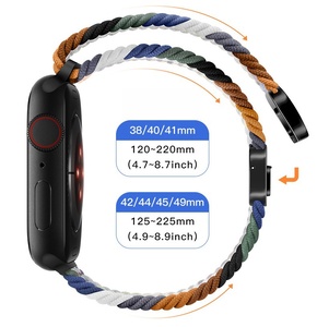 สายนาฬิกาแบบถักพร้อมหัวเข็มขัดแม่เหล็กสำหรับ Apple Watch Series 10 9 8 <span class=keywords><strong>7</strong></span> 6 สายนาฬิกาไนลอนยืดหยุ่น - Product Image 2