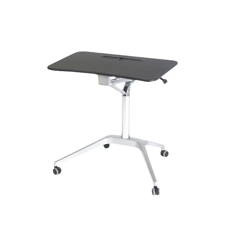 Mobile Sit Standing Desk With Side Hook Lifting Movable Learning Desk Pneumatic Rolling Stand desk Bedside Lazy Table