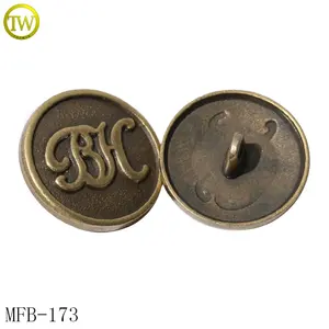 High quality custom designer jeans buttons round logos embossed name brass buttons for denim/jacket