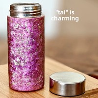 Thermos isotherme en titane pur, tasse de poche, motif de grandes fleurs de glace, bouteille d'eau portable, infuseur à thé ultra-léger de 200ml