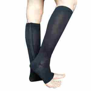 Custom Zip up Footless Compress Calcetines 15-20mmhg Open Toe Cremallera Medias de compresión Calcetines con cremallera - Product Image 1