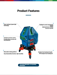 <span class=keywords><strong>Niveau</strong></span> <span class=keywords><strong>laser</strong></span> <span class=keywords><strong>Bosch</strong></span> GLL 50-15XG à faisceau vert, <span class=keywords><strong>laser</strong></span> croisé 5 lignes avec pointe plombante, auto-nivelant, portée 15 m, outil de mesure professionnel - Product Image 5