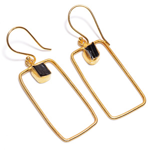 Pendientes de gota de Latón chapado en oro de 18 quilates de alta calidad, joyería de estilo clásico con piedras preciosas de cuarzo azul en forma de pera para mujer - Product Image 5