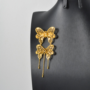 Zeadear Classic Women Wedding Decoration Animal Corsage <b>Pins</b> <b>Butterfly</b> Chain Tassel Dangle Brooch for Party Gift - Product Image 2