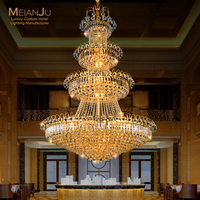 Lustre LED moderne de luxe en cristal doré, hauteur réglable, grand luminaire suspendu personnalisé pour hall d'hôtel, villa, salle de mariage, décoration intérieure