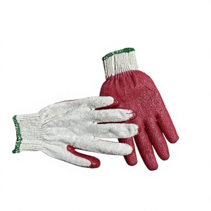 Red Cotton Latex Coated Cut-Resistant Knit Gloves Ambidextrous Pull on Cuff Household Cleaning Protection - Product Image 1