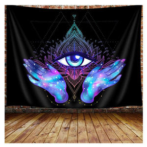 Third Eye Mysterious Hamsa Hand Wandteppiche Wand dekoration Spirituelles <span class=keywords><strong>Tarot</strong></span> Blue Evil Eye Tapisserie - Product Image 1