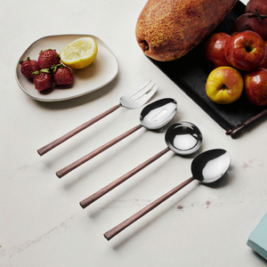 Stainless Steel Flatware Set Mirror Polish Serving Spoon <b>Fork</b> Ladle Fruit <b>Dessert</b> Cutlery for Party - Product Image 3