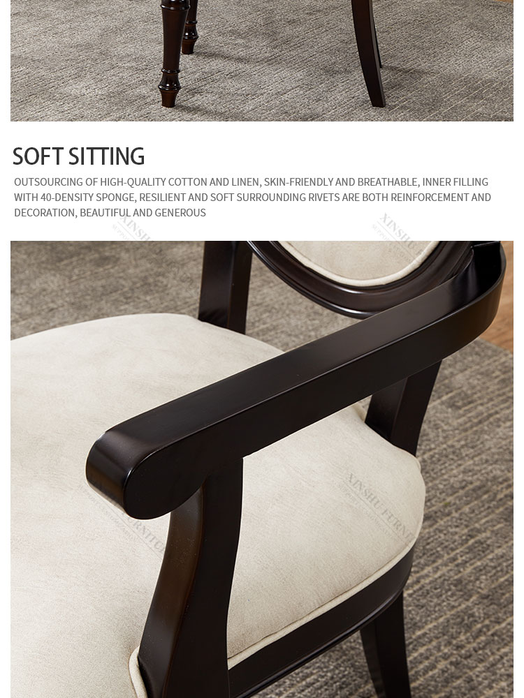 American Home Technology Cloth High-end Restaurant Furniture Simple All Solid Wood Negotiation Chair Reception Chair
