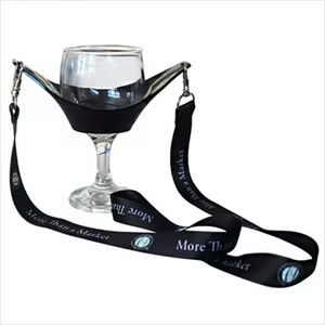 Customized Polyester Lanyard with Silicone Cup Holder and Hook Digital & Embossing Printing for Glasses and Drinks