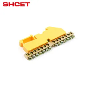 Factory brass neutral earth terminal block copper grounding zero line cable connector bar from SHCET