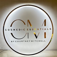 Enseigne personnalisée avec logo, logo d'entreprise personnalisé, logo d'entreprise en acrylique doré, monogramme