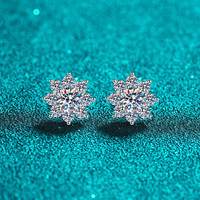 Anting Stud Moissanite 1 Karat Warna D untuk Wanita Bentuk Bunga Perhiasan Perak Sterling 925 Bersertifikat GRA