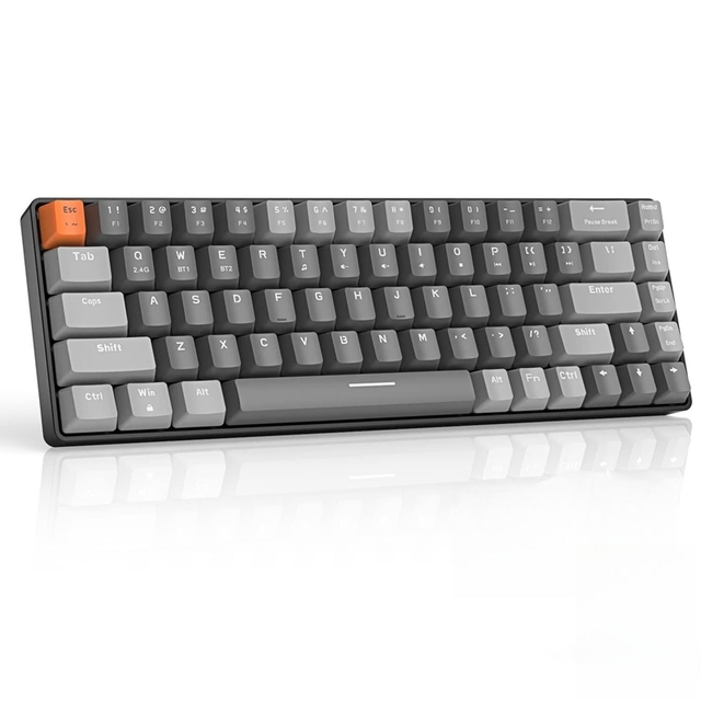 OEM Free Wolf K68 68 Keys 2.4G/BT Wireless Dual Mode RGB Hot Plug Ergonomics Gaming Mechanical Keyboard