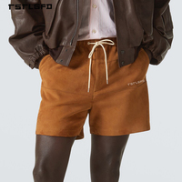 Shorts Homme Personnalisés en Faux Daim avec Panneaux et Coutures, Taille à Cordon, Longueur Mi-Cuisse, Style Streetwear, Référence TSA10038, 180g Numérique