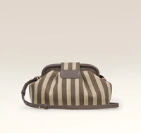 Sac à main bandoulière en lin rayé avec fermoir Kiss Lock, personnalisable avec logo, pour femme, idéal pour les fêtes, mariages et usage quotidien, fabrication ODM/OEM