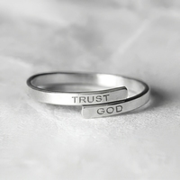 Unisex CE-Zertifizierter Verstellbarer Glaubensschmuck-Ring, Wasserfest, Schweißbeständig, Gold PVD Edelstahl Gravierte Vertraue-Gott-Ringe