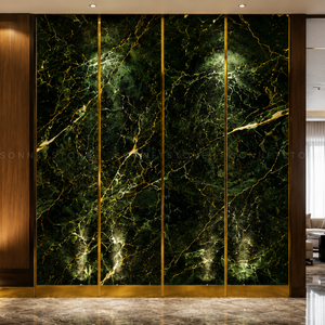 Mármol Verde Araña, Verde Oscuro, Blanco, Verde Claro, Losa de Piedra Natural con Vetas en Forma de Telaraña para Decoración de Interiores de Lujo - Product Image 3