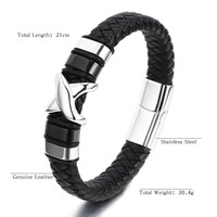 Nouvelle arrivée Retro Letter X Bracelet en cuir véritable Bracelet en cuir magnétique en acier inoxydable tressé à la mode pour hommes