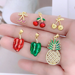 Collier pendentif cerise <span class=keywords><strong>rouge</strong></span> adorable, bijou fantaisie, pendentif fruit frais et mignon pour cadeau - Product Image 2