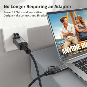 Câble <span class=keywords><strong>Ethernet</strong></span> Gigabit 2-en-1 USB-A/Type-C vers RJ45 1000 Mbps pour Connexion Filaire Externe des Ordinateurs Portables/Téléphones/Tablettes – En Stock - Product Image 5