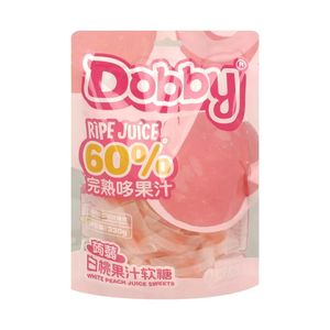 Venta al por mayor a granel 330g Q elástico suave amargo gominoso caramelo Dobby melocotón sabor afrutado fruta jarabe gomitas - Product Image 1