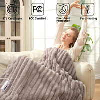 Couverture chauffante électrique matelassée portable en fausse fourrure de lapin rayée douce, taille King Size 50x60 pouces, pour l'hiver