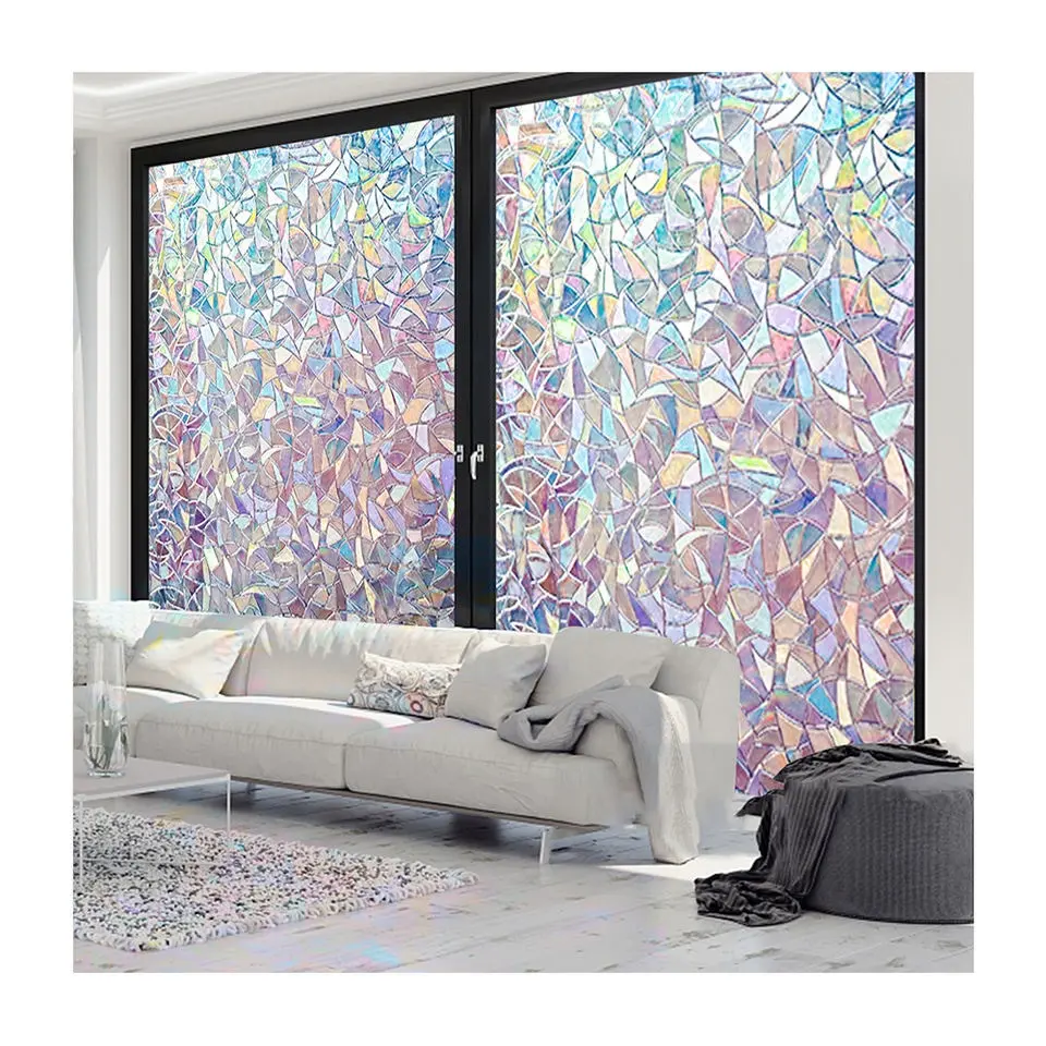 Top Sale 3D Static Cling Film Rainbow Color Waterproof Decorative Privacy Window Glass Film For Home Decoration