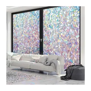 Top vendita 3D statico pellicola trasparente arcobaleno di colore impermeabile decorativo per finestra di Privacy pellicola di vetro per la decorazione domestica