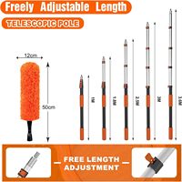 Kit de Plumero Extensible de 7.2m, Profesional, con Barra Telescópica, Mango Largo, Lavable, para Ventanas, Telarañas, Techos y Ventiladores